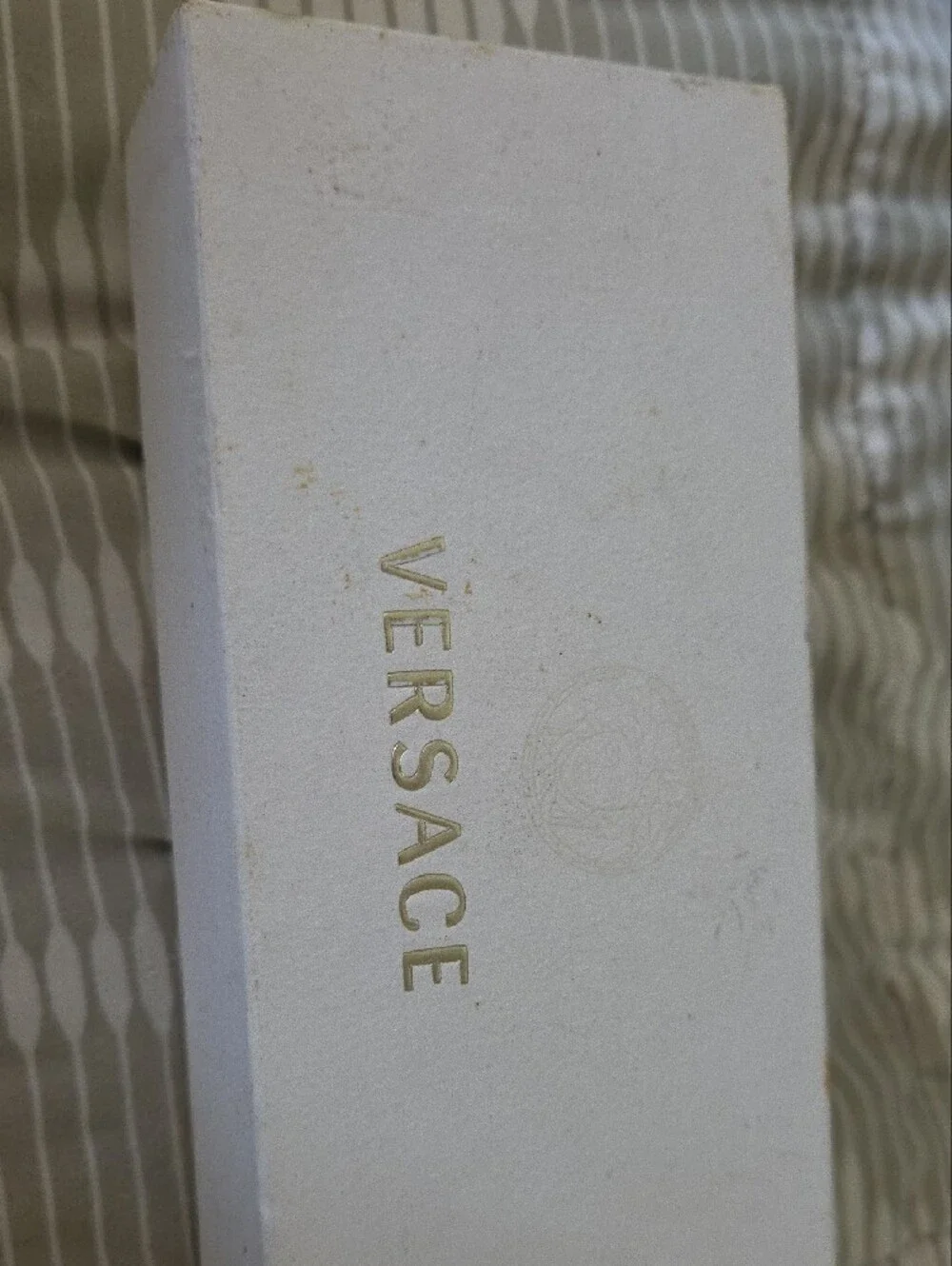 Versace White Eyewear Case with Gold Logo